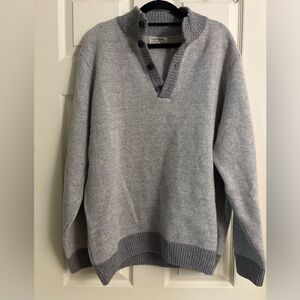 Luca Nobili Italian Wool Blend Button Gray Men's Long Sleeve Sweater